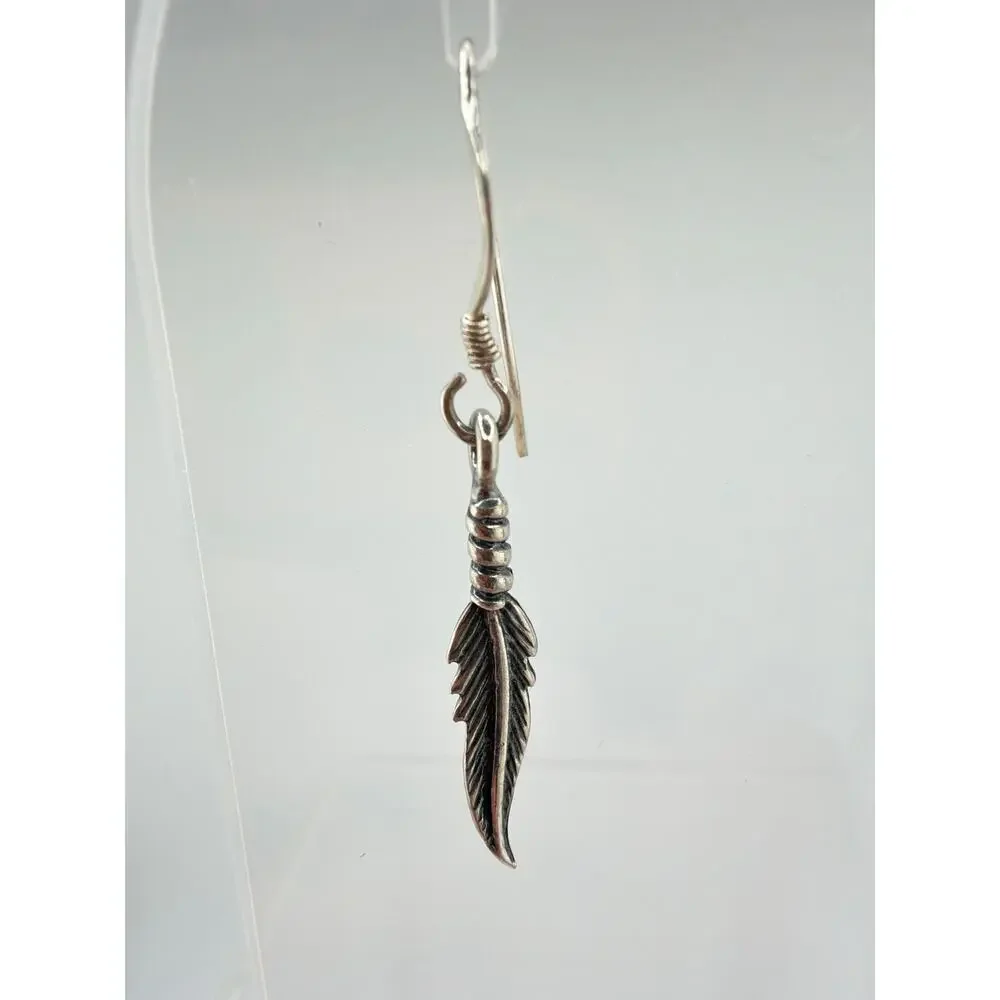 NEW Artisan Handcrafted Metal Feather Dangle Earrings - Picture 2 of 6